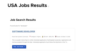 USA jobs API Search Block